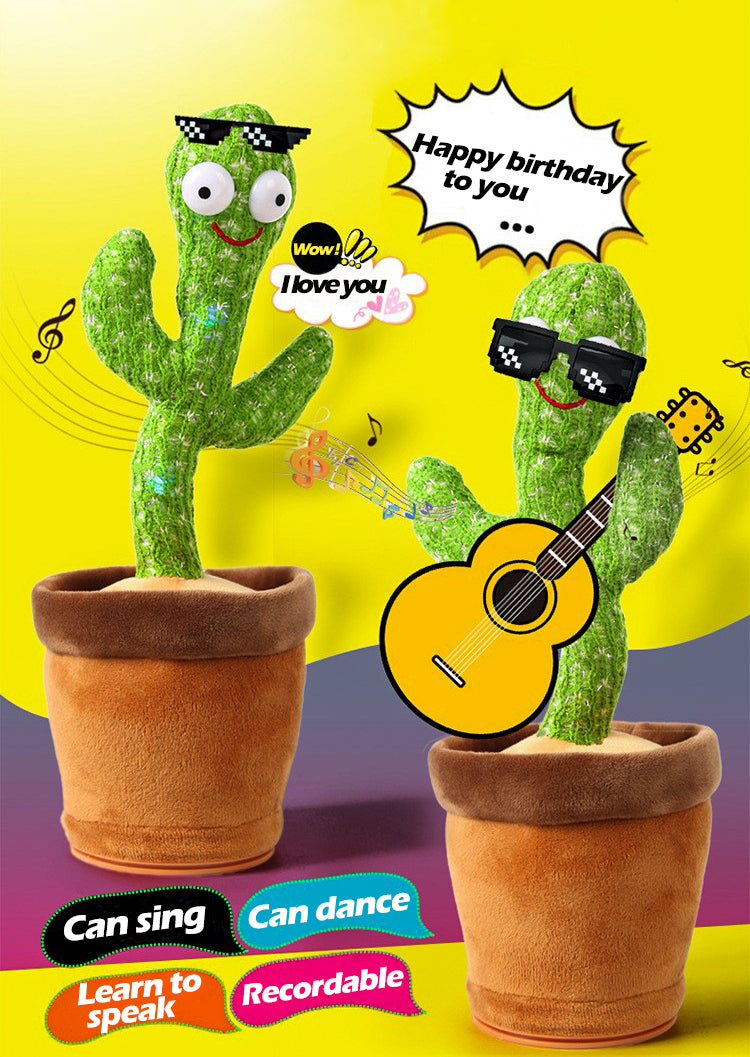 Dancing Cactus Toy Repeat Talking USB Charging Can Sing Record Cactus Bailarín Dansant Kids Education Toys Birthday Present