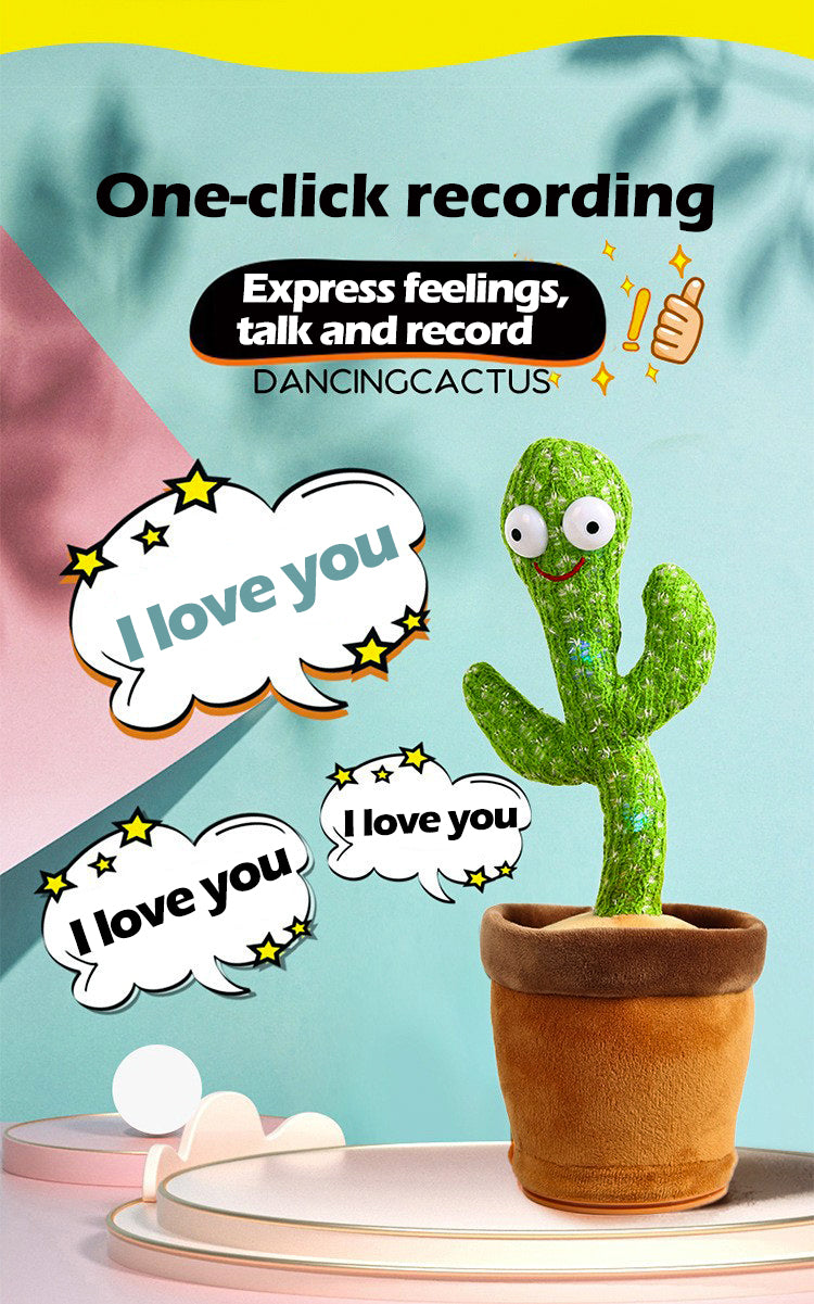 Dancing Cactus Toy Repeat Talking USB Charging Can Sing Record Cactus Bailarín Dansant Kids Education Toys Birthday Present