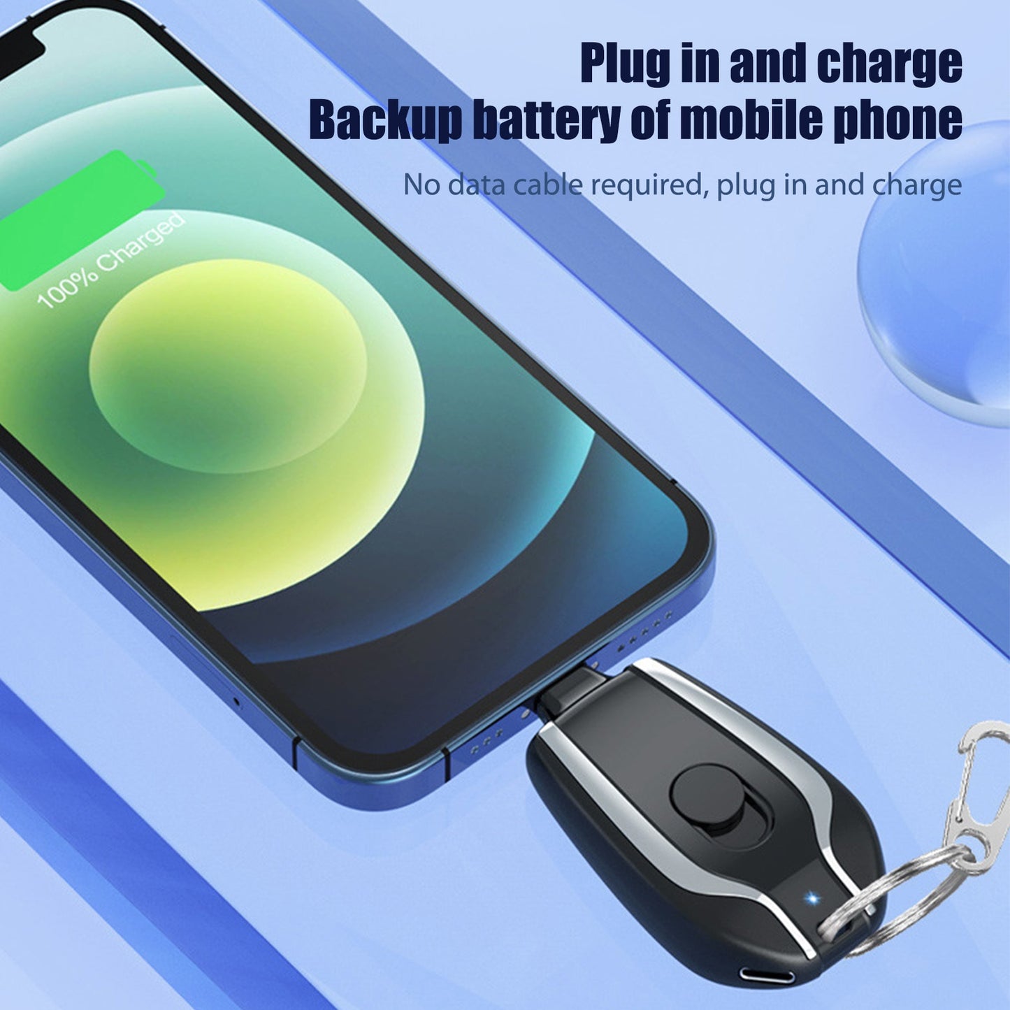 Android Keychain Phone Charger Emergency Power Banks Retractable Plug Power Fast Charging