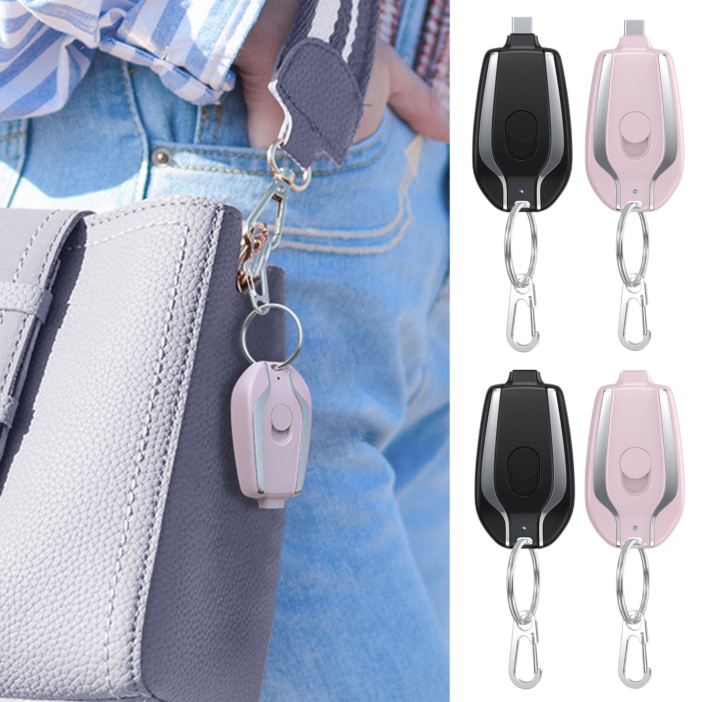 Android Keychain Phone Charger Emergency Power Banks Retractable Plug Power Fast Charging