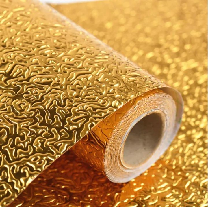 40/200 cm Golden Foil Aluminum Sticker For Kitchen Cabinet Wallpaper Oil Proof Waterproof